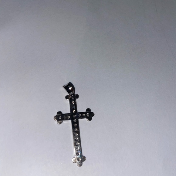 Genuine Diamond Gothic Cross Necklace Set in Sterling Silver - Picture 6 of 10
